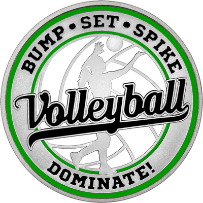 Black "Volleyball" with Green Outer Circular Borders